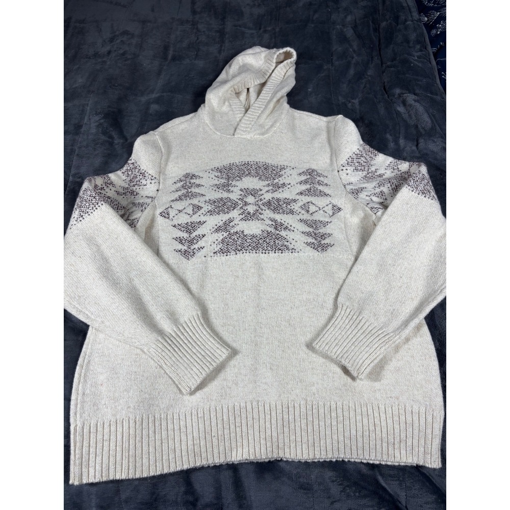 American Eagle Navajo Pattern Hoodie Sweater XL Cream Brown Long Sleeve